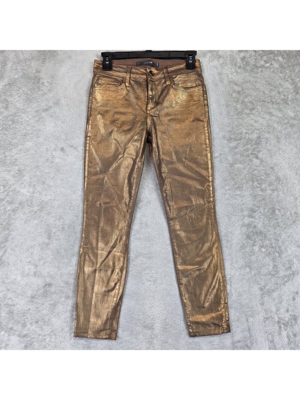 Joes Jeans Skinny Ankle Jeans Womens 25 Gold Metallic Coated Low Rise Stretch